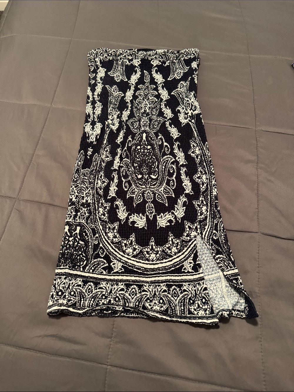Anthropologie Farm Rio Black and White Bandanna Print Paisley Midi Skirt